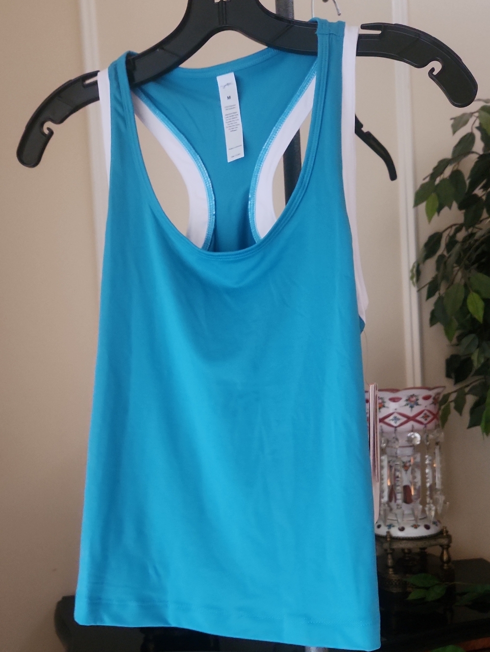 Gottex Two-Tone Capri Blue Tank Top w/ White Trim. NWT!